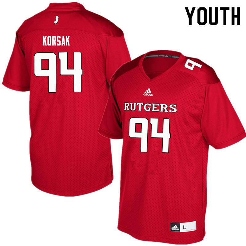 Youth #94 Adam Korsak Rutgers Scarlet Knights College Football Jerseys Sale-Red - Click Image to Close